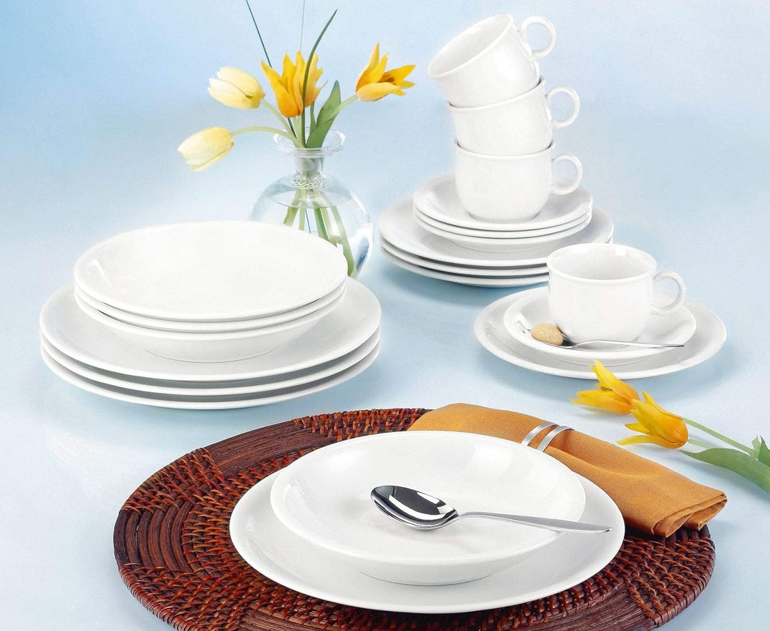Seltmann Weiden 001.716175 Compact Weiss Kombiservice 30-teilig, Weiss/Uni