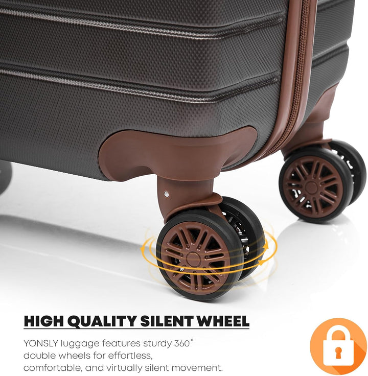 Reisekoffer Trolley Rollkoffer Handgepäck Set, Hartschalenreisekoffer Koffer Suitcase mit 4 Rollen 3