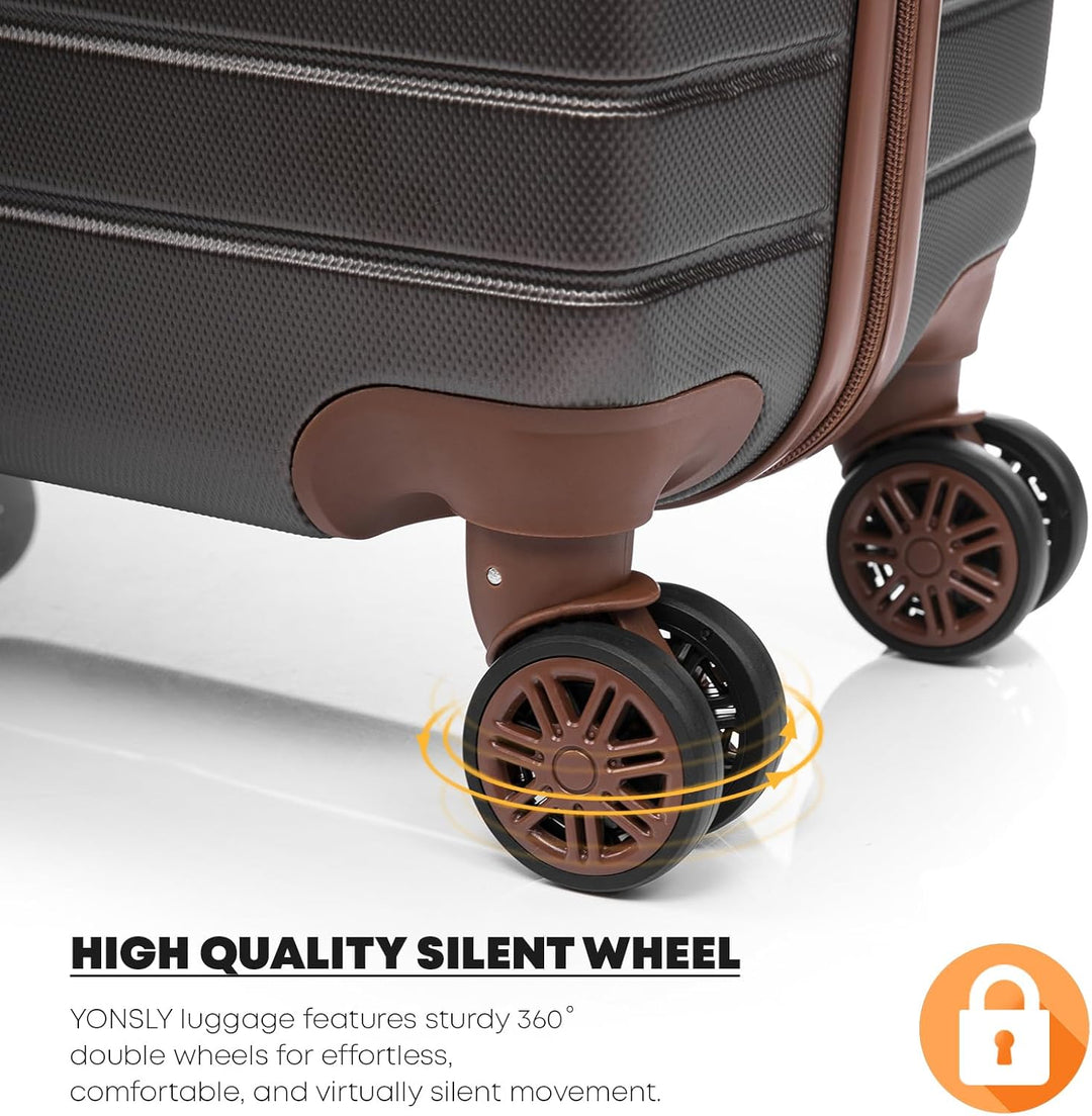 Reisekoffer Trolley Rollkoffer Handgepäck Set, Hartschalenreisekoffer Koffer Suitcase mit 4 Rollen 3