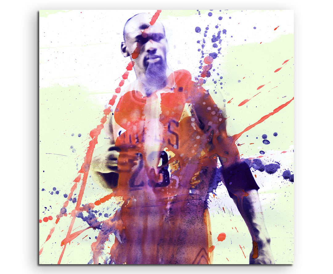 Paul Sinus Art Michael-Jordan_60x60cm Wandbild Aquarell Unikat Kunst Bild wie Gemälde Kunstdruck