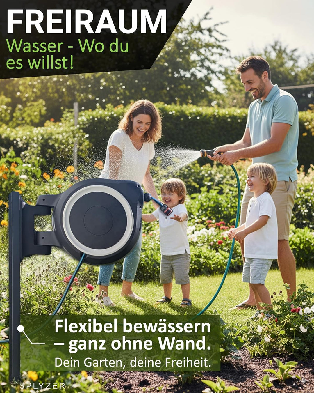 Schlauchbox Halterung zur Bodenmontage – Kompatibel mit GARDENA® Schlauchboxen & Gartenschlauch Trom