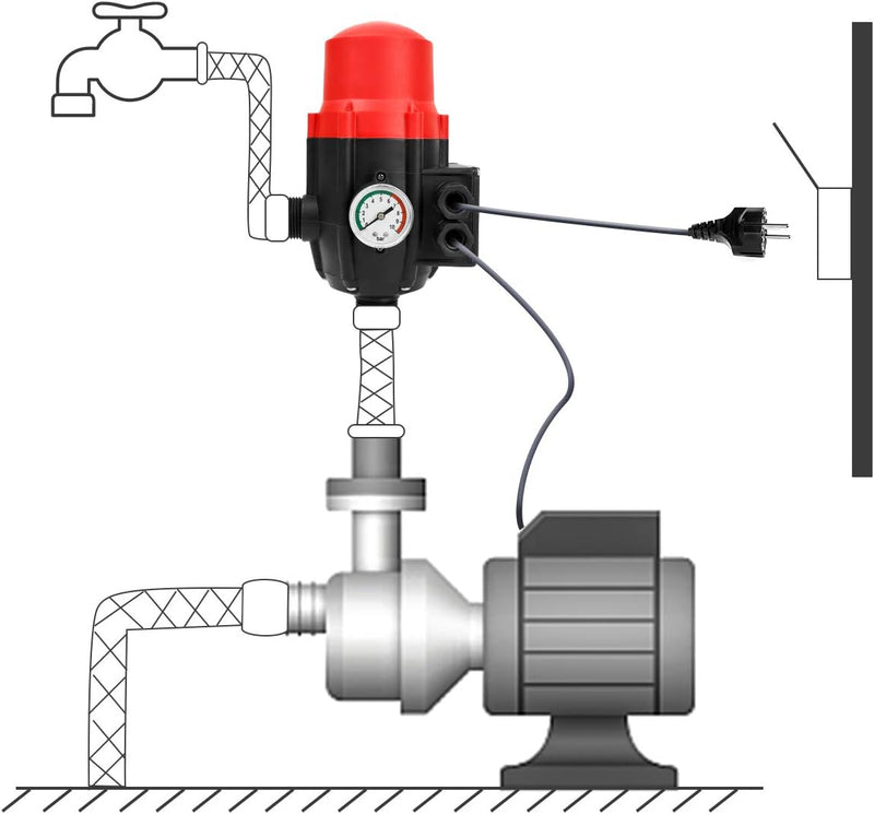 Lospitch Druckwächter Druckschalter 10bar, Pumpensteuerung konstanten Wasserdruckl, Automatisches Ei