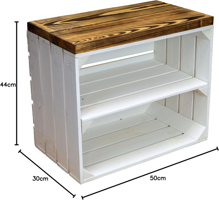 Kistenkolli Altes Land 2er Set Obstkiste aus Holz &amp; Holzplanken Schuhschrank Hocker Sitzbank Weinabl