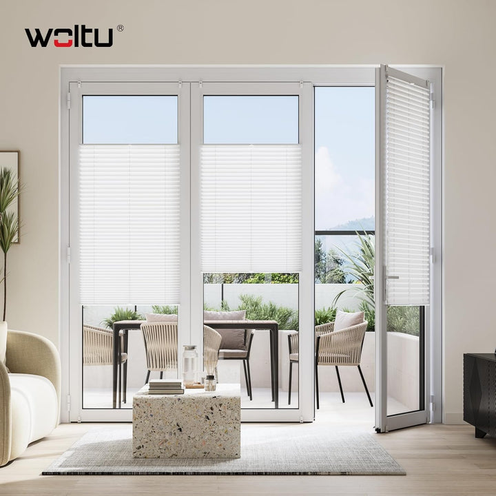 WOLTU Plissee Klemmfix ohne Bohren 115x130cm (BxH) Weiss Faltrollo Plisseerollo mit Klemmträger Lich