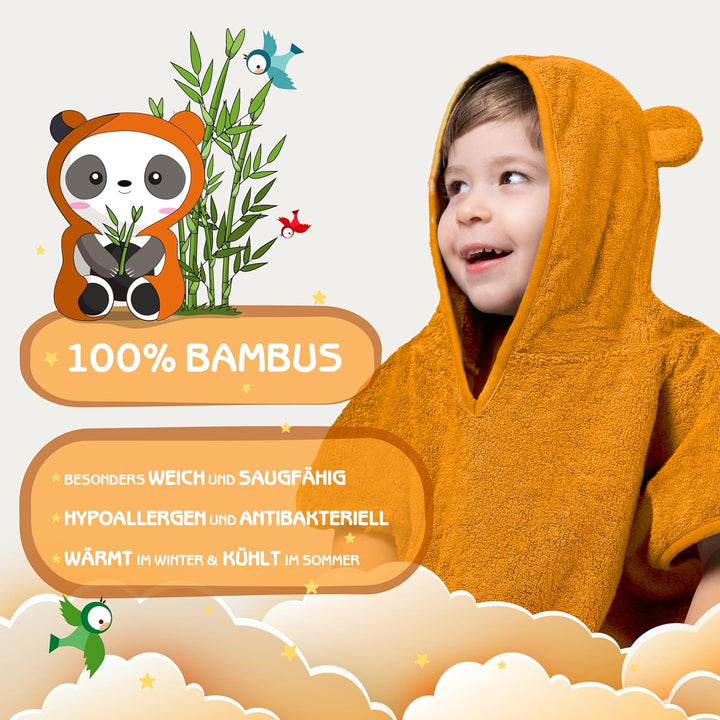 Fuchs&Panda® Badeponcho Kinder EXTRA warm, weich & kuschelig (100% Bambus) | Badeponcho Baby | Handt