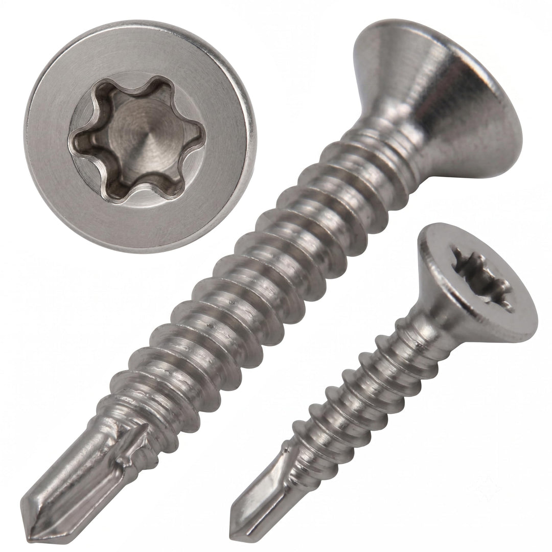 PROTECH 200 Stück Bohrschrauben Form O TORX 4,8x50 DIN 7504 Edelstahl A2 V2A Rostfrei Senkkopf-Schra