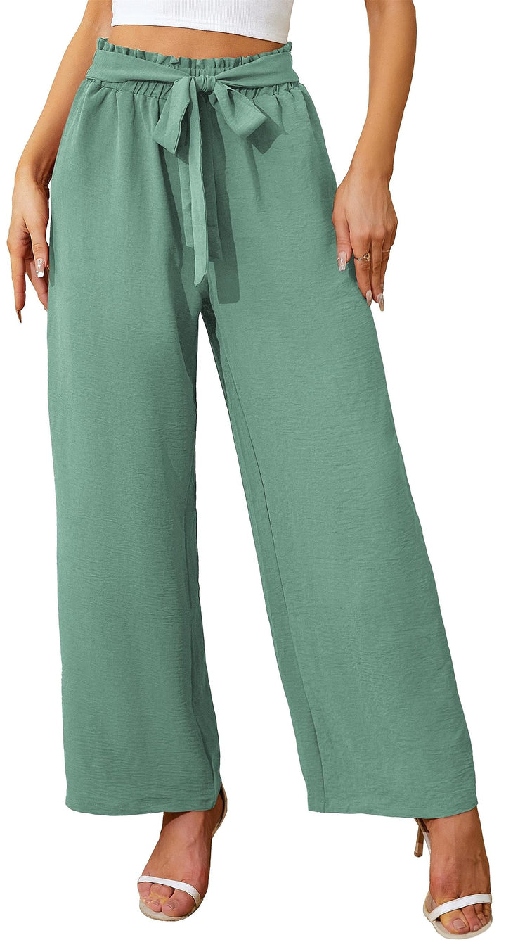 Actcat Damen Hose mit weitem Bein Leicht und Elegant Elastischer Bund Sommerhose mit Taschen für Leg