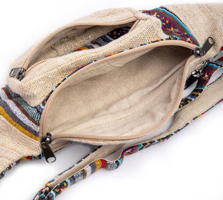 Freakmandu Unisex Hanf Gürteltasche – Fanny Packs, Hüftgürteltasche zum Umhängen, Boho Hippie Stil,