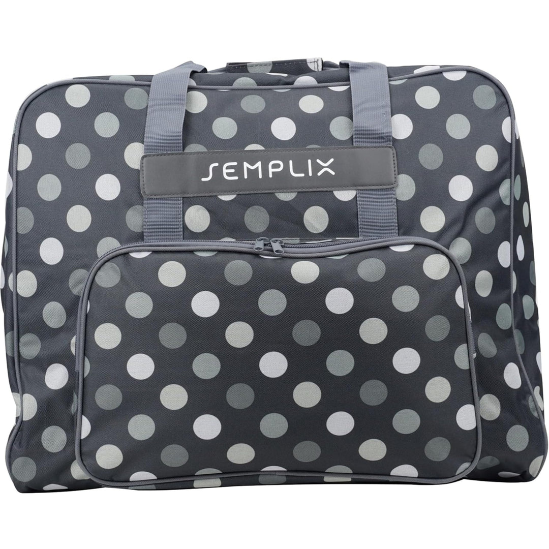 SEMPLIX XL-Nähmaschinentasche, Polka Dots Anthrazit/Grau, 52x42x27 cm, Grosse stabile Transport und