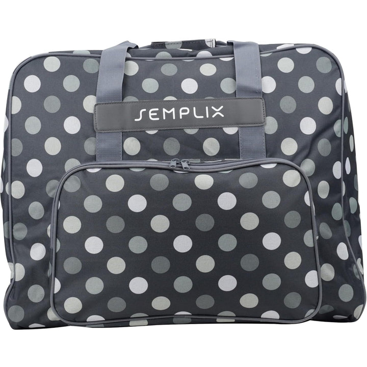 SEMPLIX XL-Nähmaschinentasche, Polka Dots Anthrazit/Grau, 52x42x27 cm, Grosse stabile Transport und