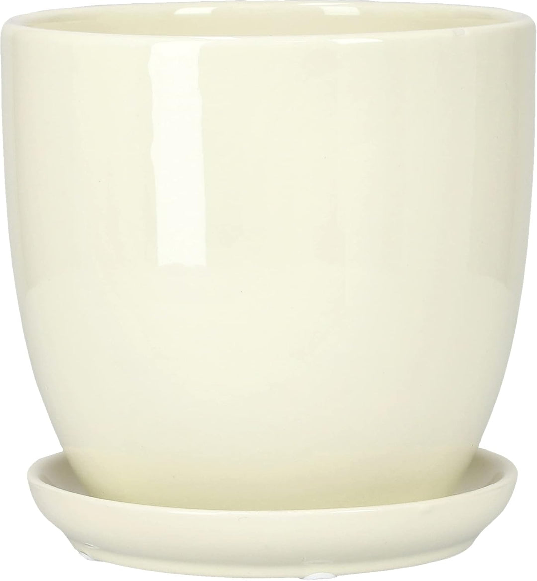 KOTARBAU® Keramik Blumentopf Übertopf für Blumen Pflanzen ⌀ 20 cm mit Tropfschale Beige ⌀ 20 mm Beig