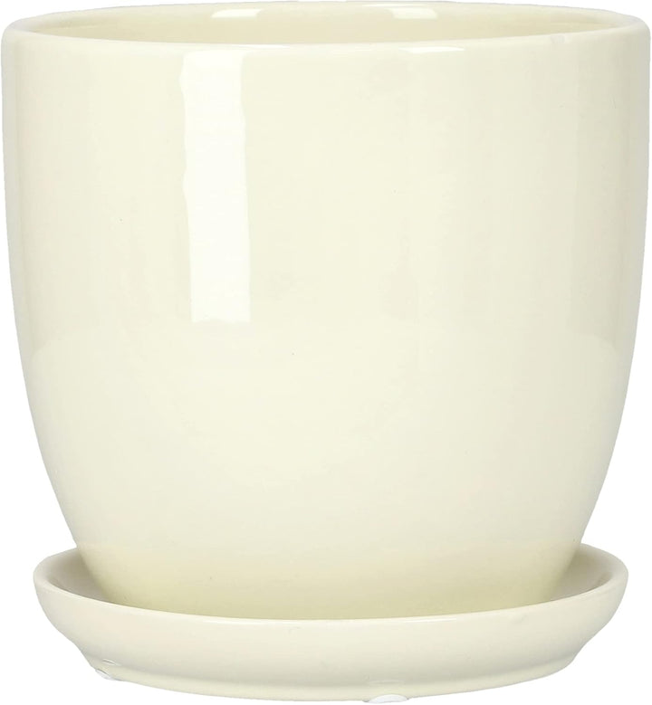 KOTARBAU® Keramik Blumentopf Übertopf für Blumen Pflanzen ⌀ 20 cm mit Tropfschale Beige ⌀ 20 mm Beig