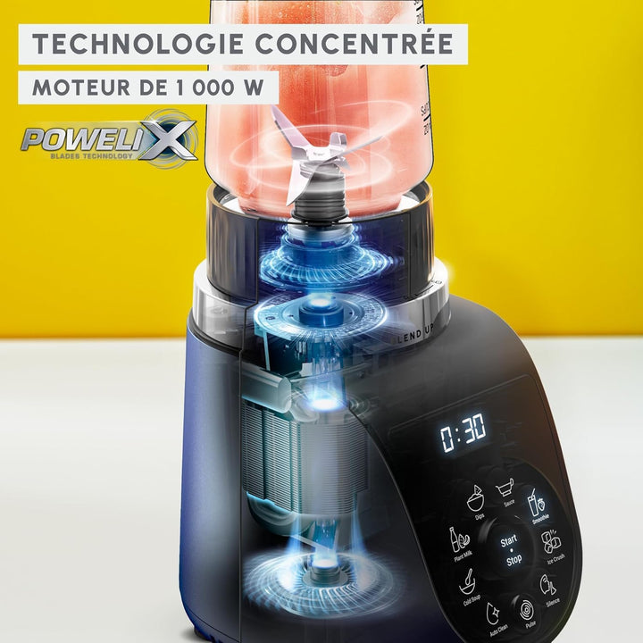 Moulinex Blend Up, leistungsstarker Mini-Standmixer, 1000 W, 8 automatische Programme, LM19H4F0 Crus