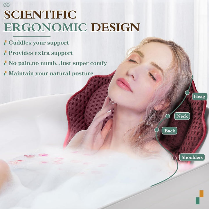 Badewannenkissen RUVINCE Ergonomisches Luxus-Badewannenkissen mit Kopf-, Nacken-, Schulter- und Rück