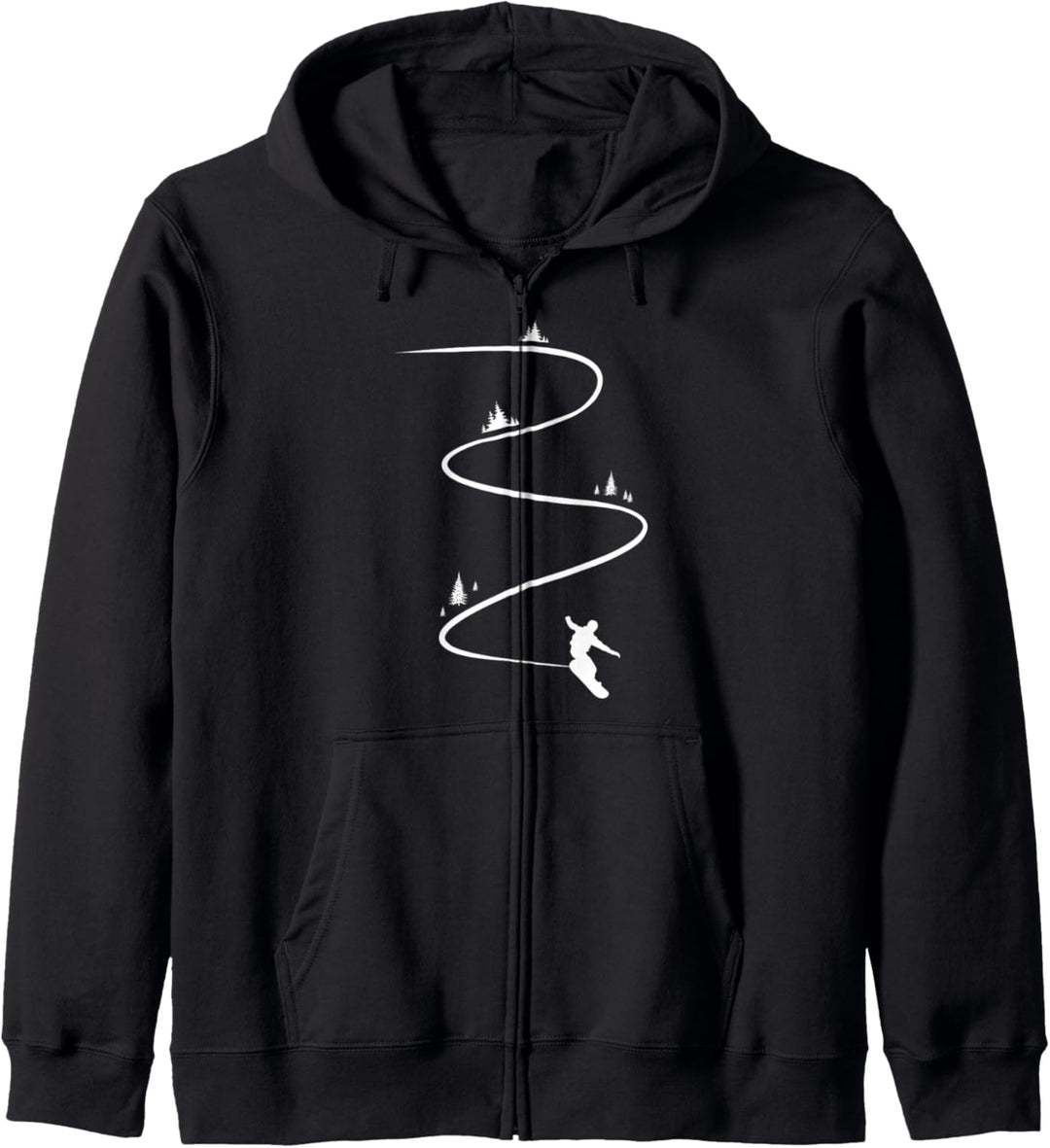 Retro Snowboard Abfahrt Linie Berge Winter Urlaub Kapuzenjacke