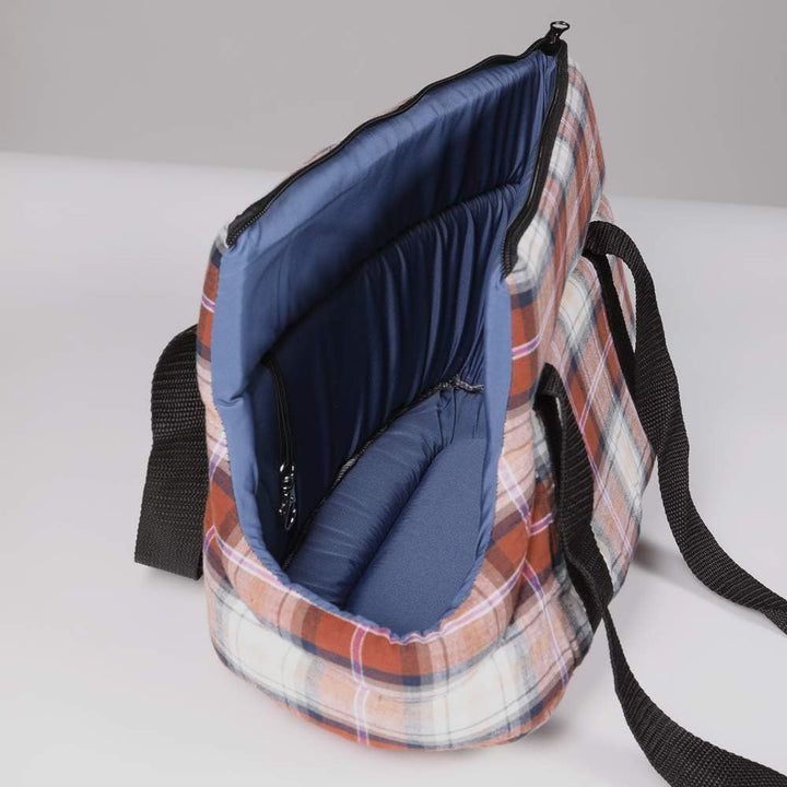 Hundetragetasche Grösse S rot kariert Transporttasche für Hunde und Katzen Hundetasche Polyester str