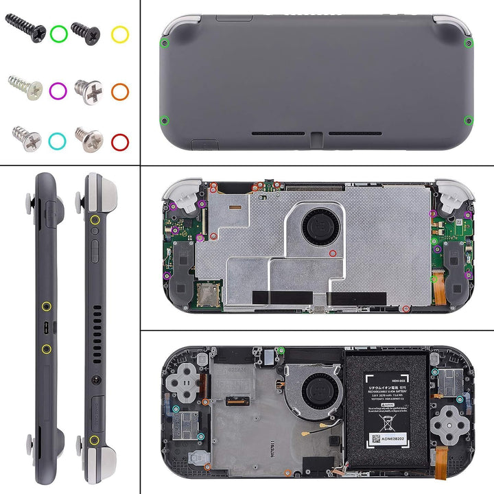 eXtremeRate Full Case für Switch Lite Console, DIY-Ersatz Gehäuse Hülle &amp; Tasten &amp; Schutzfolie Ersat
