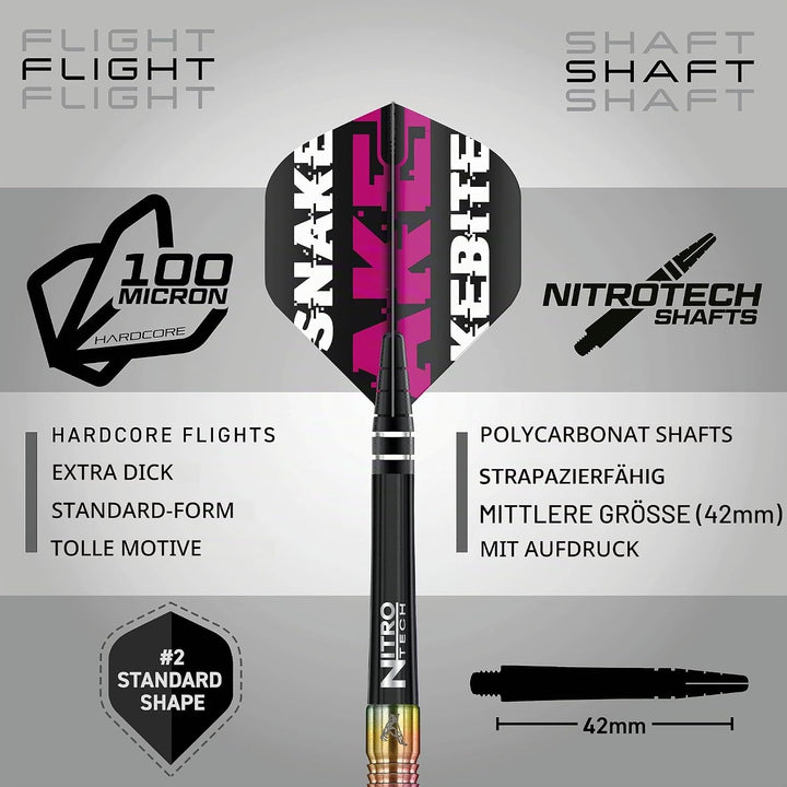 RED DRAGON Snakebite Weltmeister 2020 Auflage Wolframpfeile Einschliesslich Flüge und Stiele 20.0 Gr