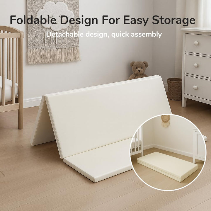 Spielmatte Baby Faltbar, Beidseitige PU-Oberfläche 100% Wasserdichtes, 127 x 127 cm, 3 CM Dick, Hoch