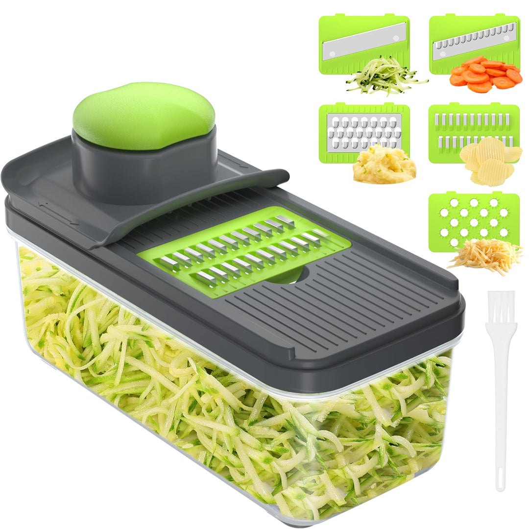 5 in 1 Mandoline Gemüsehobel Gemüsereibe - Gurkenhobel Dünne Scheiben - Reibe für Gemüse - Hobel Gem