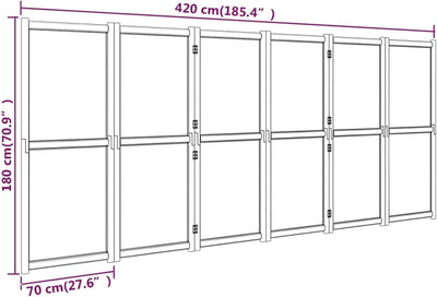 Tidyard Zusammengeklappt 6-TLG. Raumteiler Paravent Trennwand Sichtschutz 420 x 180 cm (B x H) Dekow