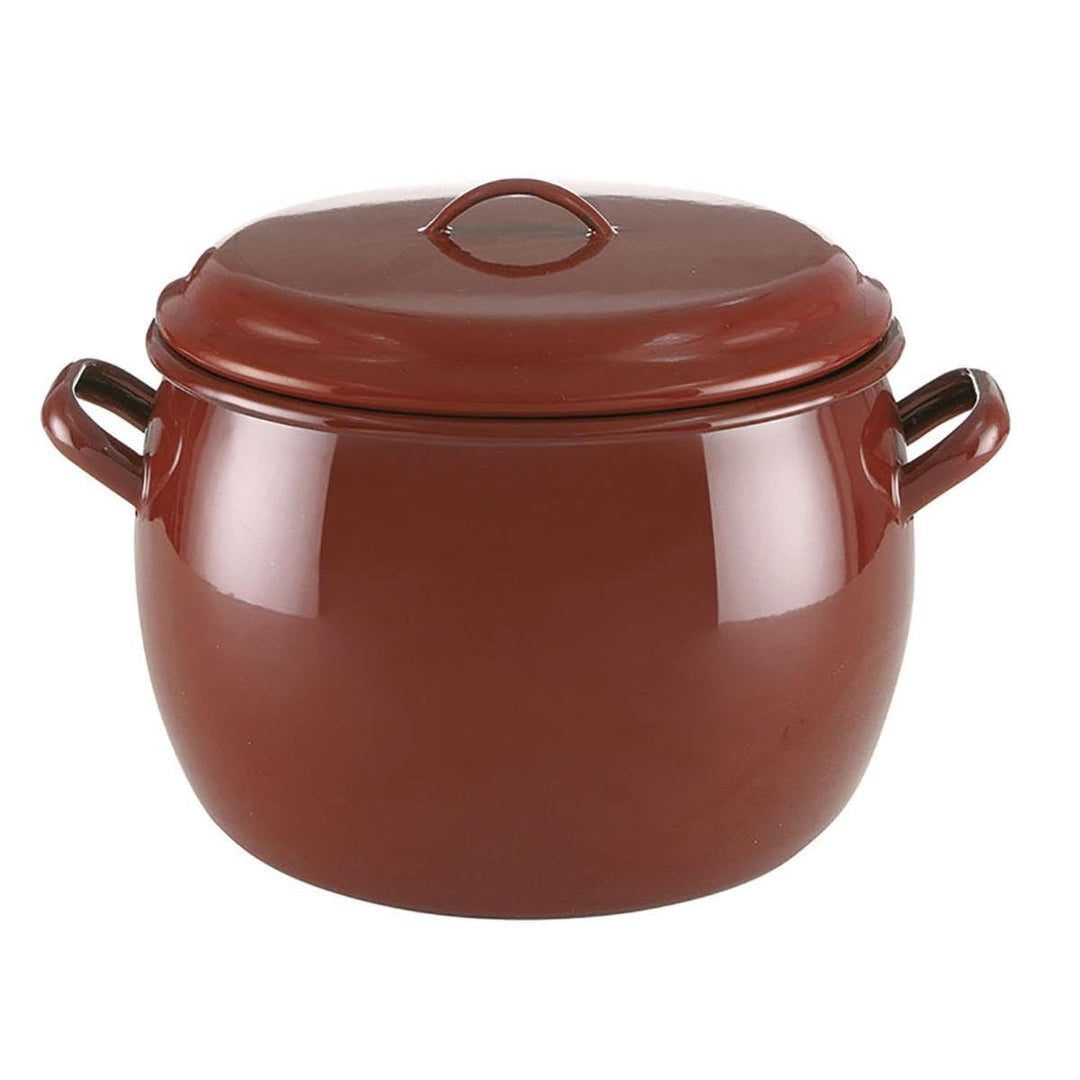 Quid Classic – Kochtopf, bauchig mit Deckel 18 cm | Braun, Karbonstahl, runde Form, glatte Oberfläch