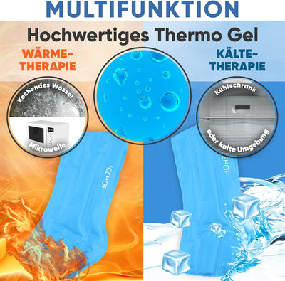ICEHOF Kühl-Gamaschen Pferd (Fester Halt) - Angenehmes Obermaterial - 2 abnehmbare Kühlakkus und Ban