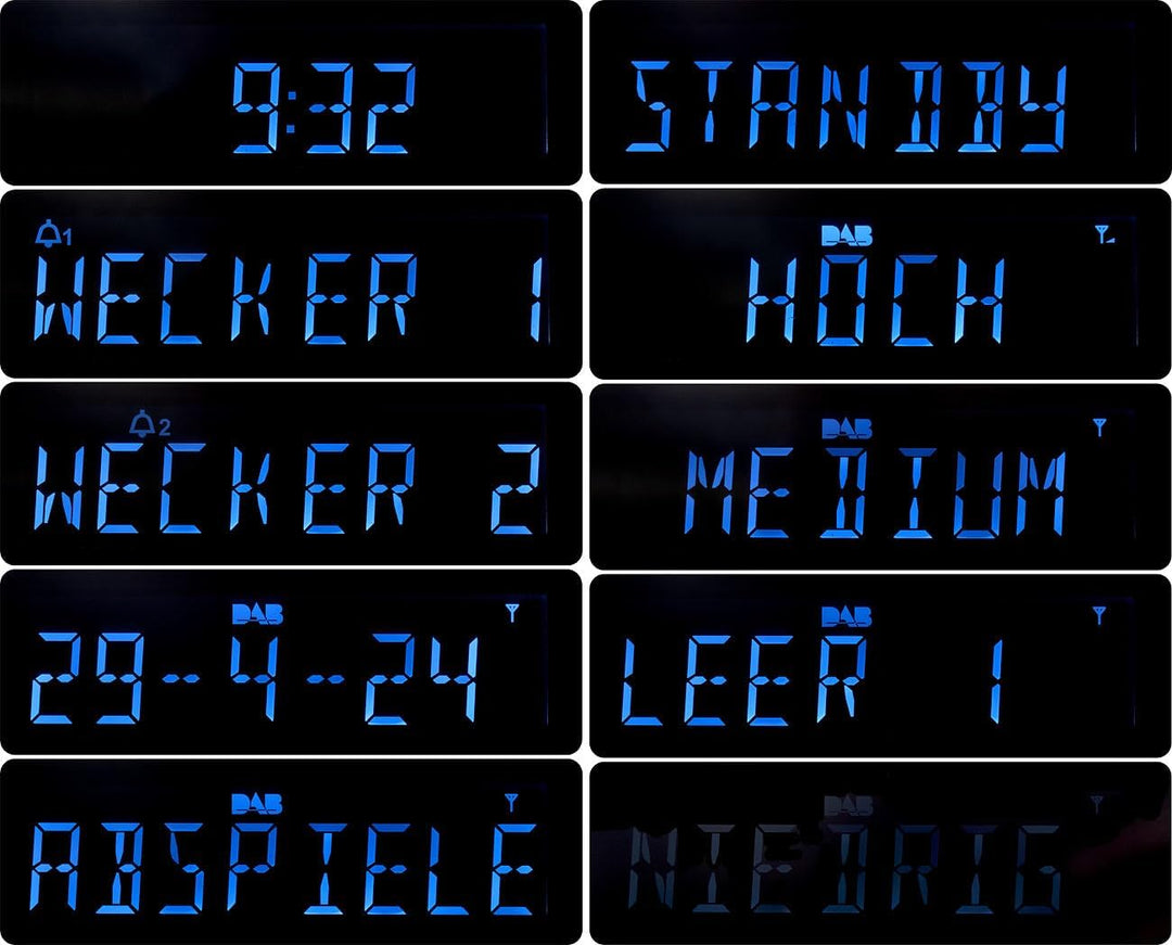 auvisio FM-Radiowecker: 2er-Set DAB+-Radiowecker, VA-Display, BT, 2 Weckzeiten, USB-Ladeport (für Sc