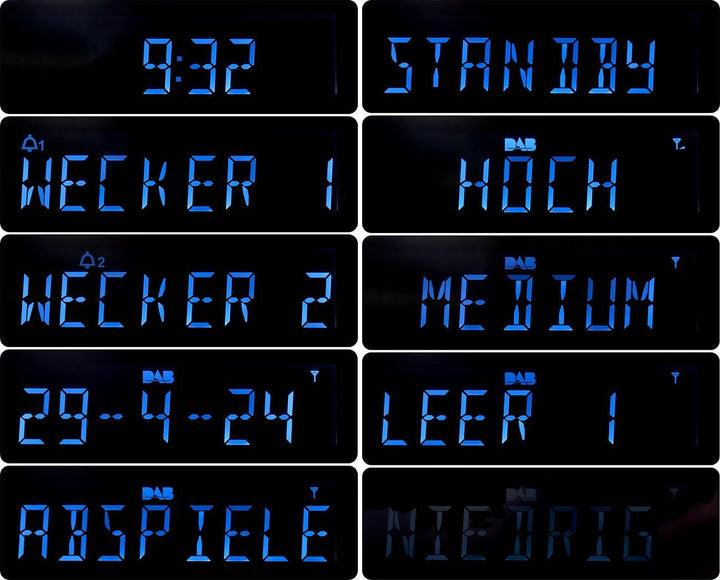 auvisio FM-Radiowecker: 2er-Set DAB+-Radiowecker, VA-Display, BT, 2 Weckzeiten, USB-Ladeport (für Sc