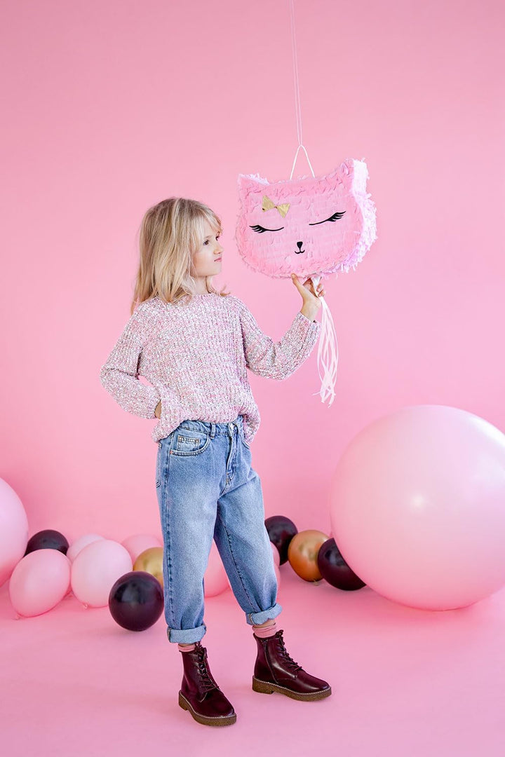 Piñata 27x35x9cm Katze - Party Dekoration zum Befüllen - Partyspiele für Kindergeburtstag Geburtstag