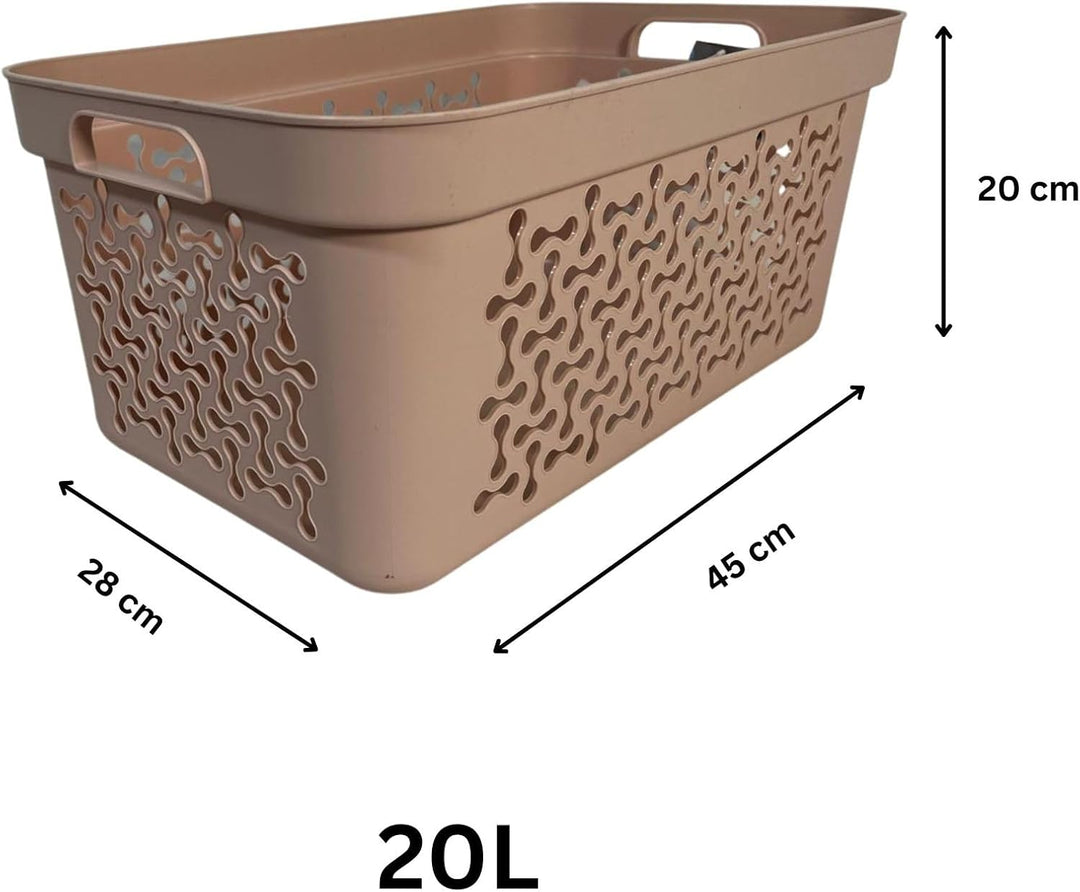 Plastard Wäschekorb 3er Set 20 Liter Pink aus Kunststoff mit Griffen | Stapelbar, robust &amp; leicht zu
