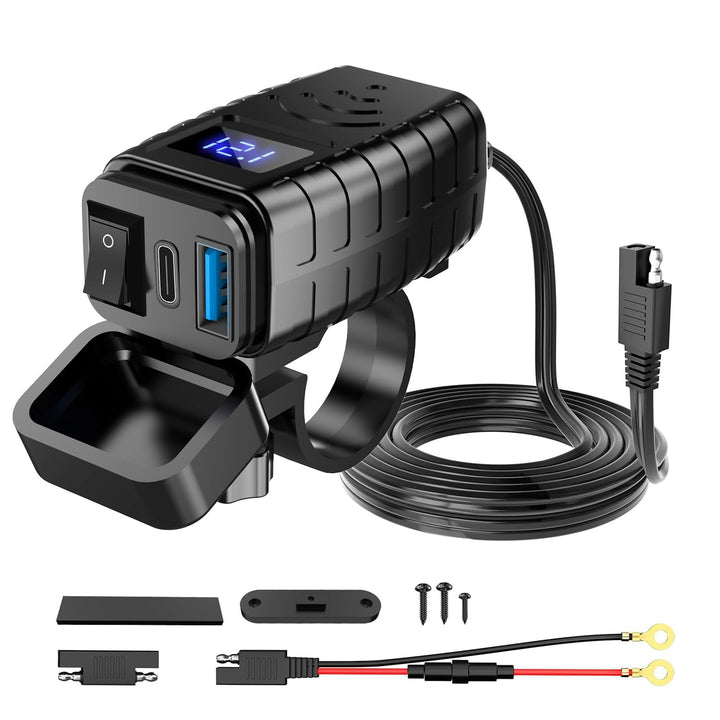 Lhdfyqt Dual-USB Motorrad Telefon Ladegerät, Motorrad USB Ladegerät, Schnelltrenner SAE zu USB Adapt