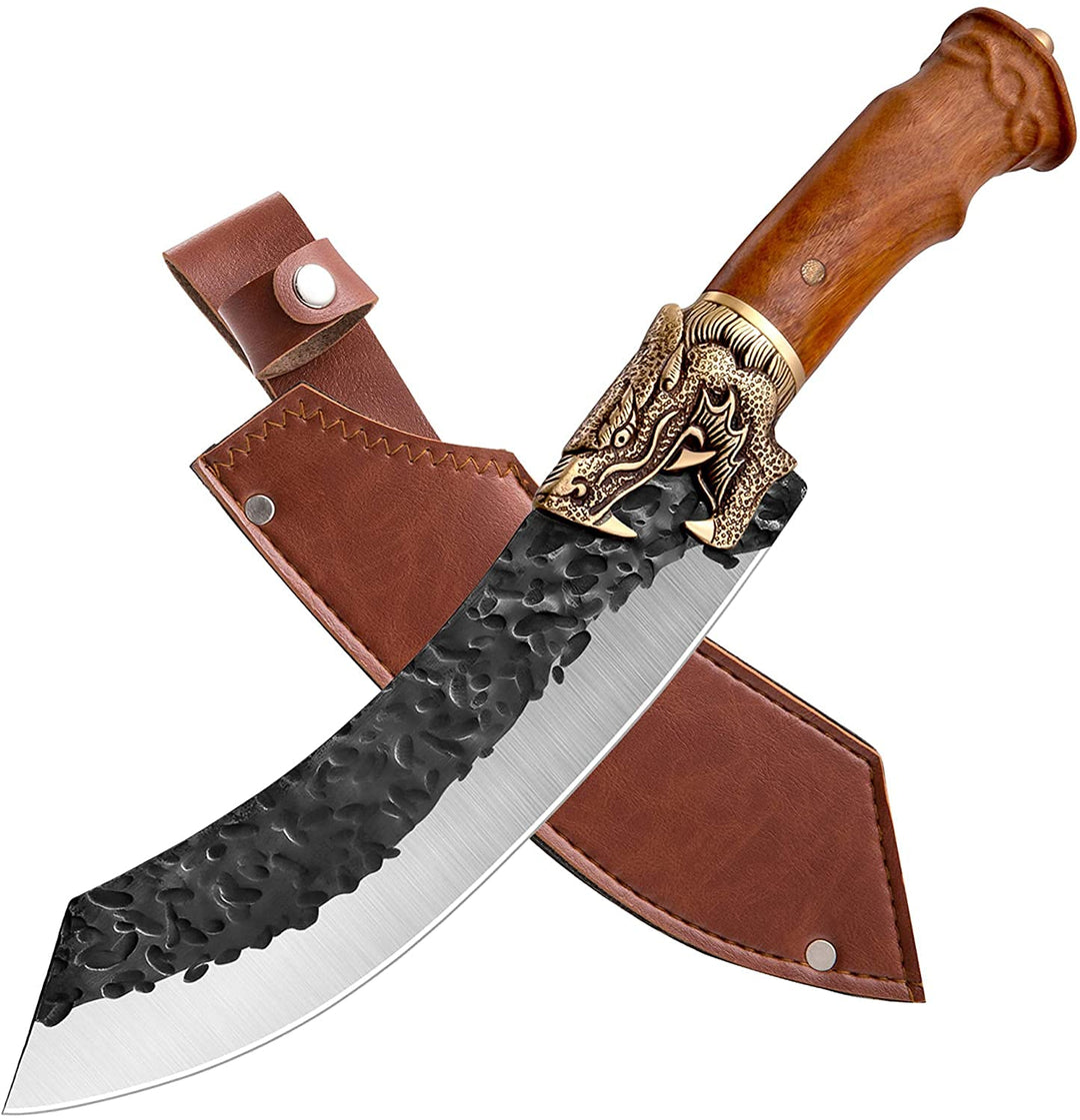 Ausbeinmesser kochmesser Hackmesser mit Lederhülle Fleischermesser Küchenmesser Outdoor-Messer für K