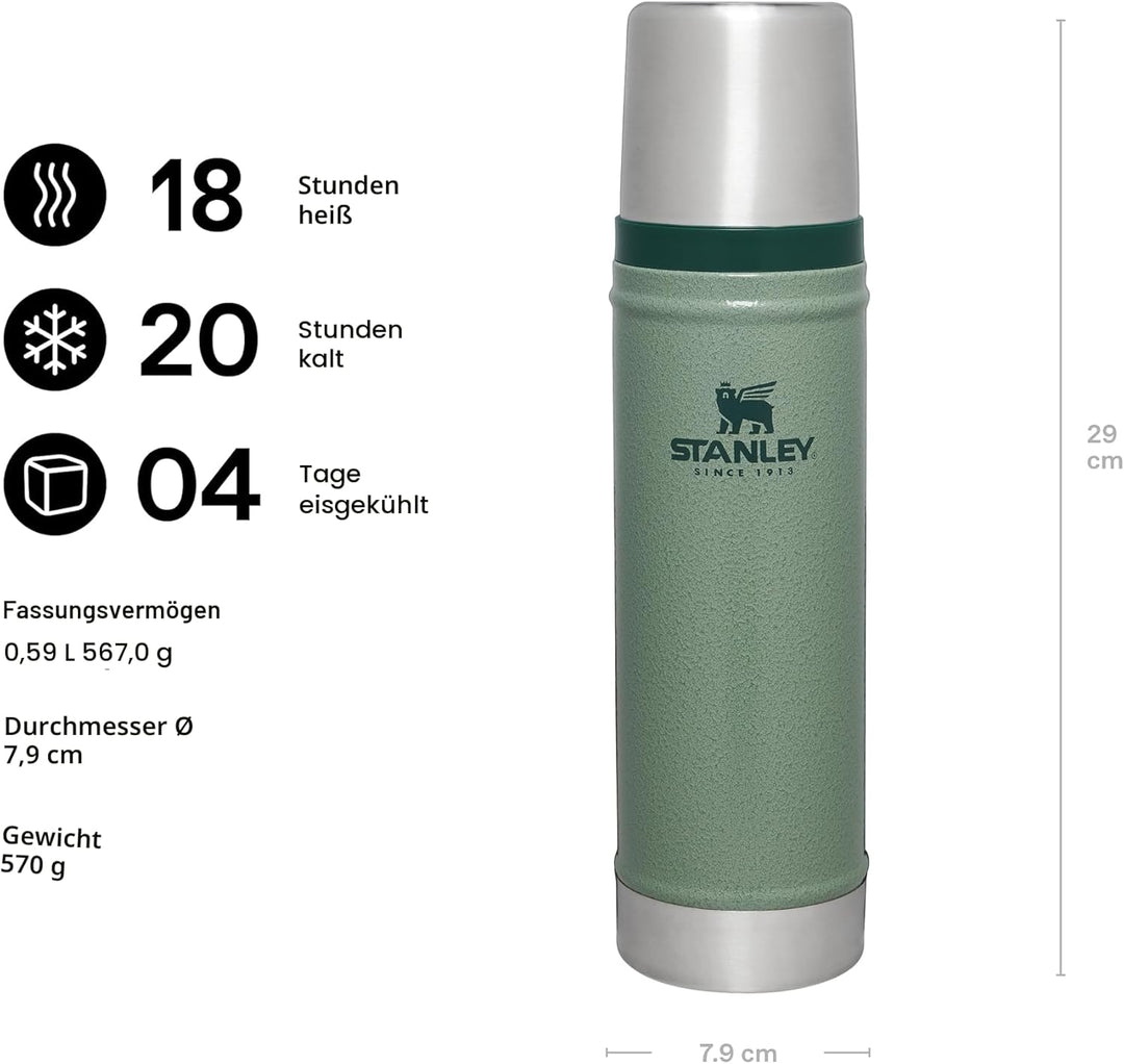 Stanley 1913 Classic Legendary Thermosflasche 0.59L - Thermos Hält 18 Stunden Heiss Oder Kalt - Edel