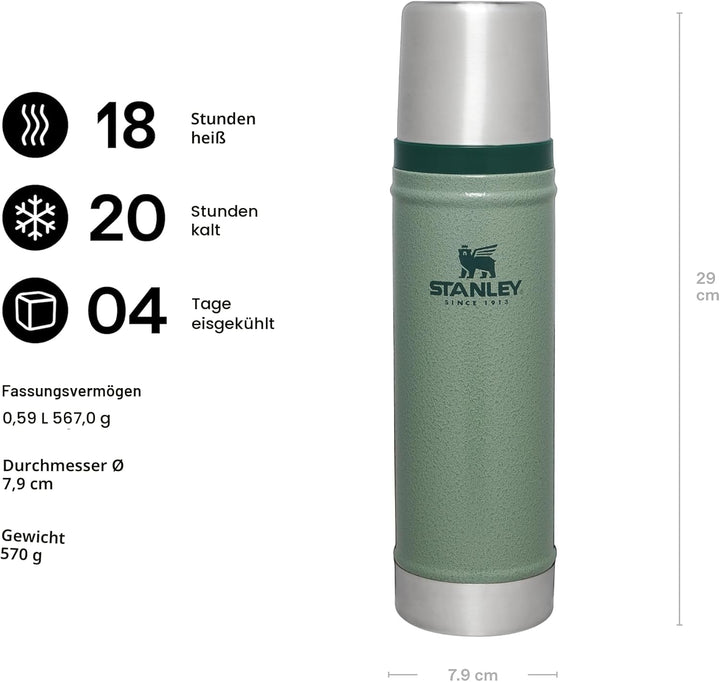 Stanley 1913 Classic Legendary Thermosflasche 0.59L - Thermos Hält 18 Stunden Heiss Oder Kalt - Edel