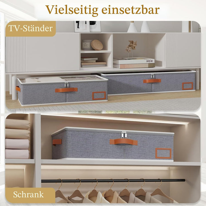 Yawinhe 2 Stück Unterbettkommode, Unterbett-Aufbewahrungstasche, Kleideraufbewahrung, Faltbare Aufbe