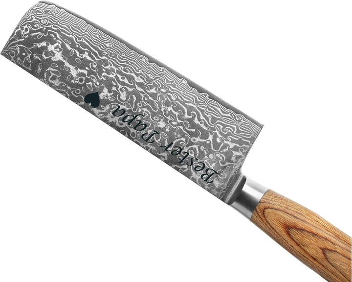 Wakoli EDIB Pro Damast Nakiri Messer mit Gravur – Personalisiertes Gemüsemesser, 18cm Klinge aus 67
