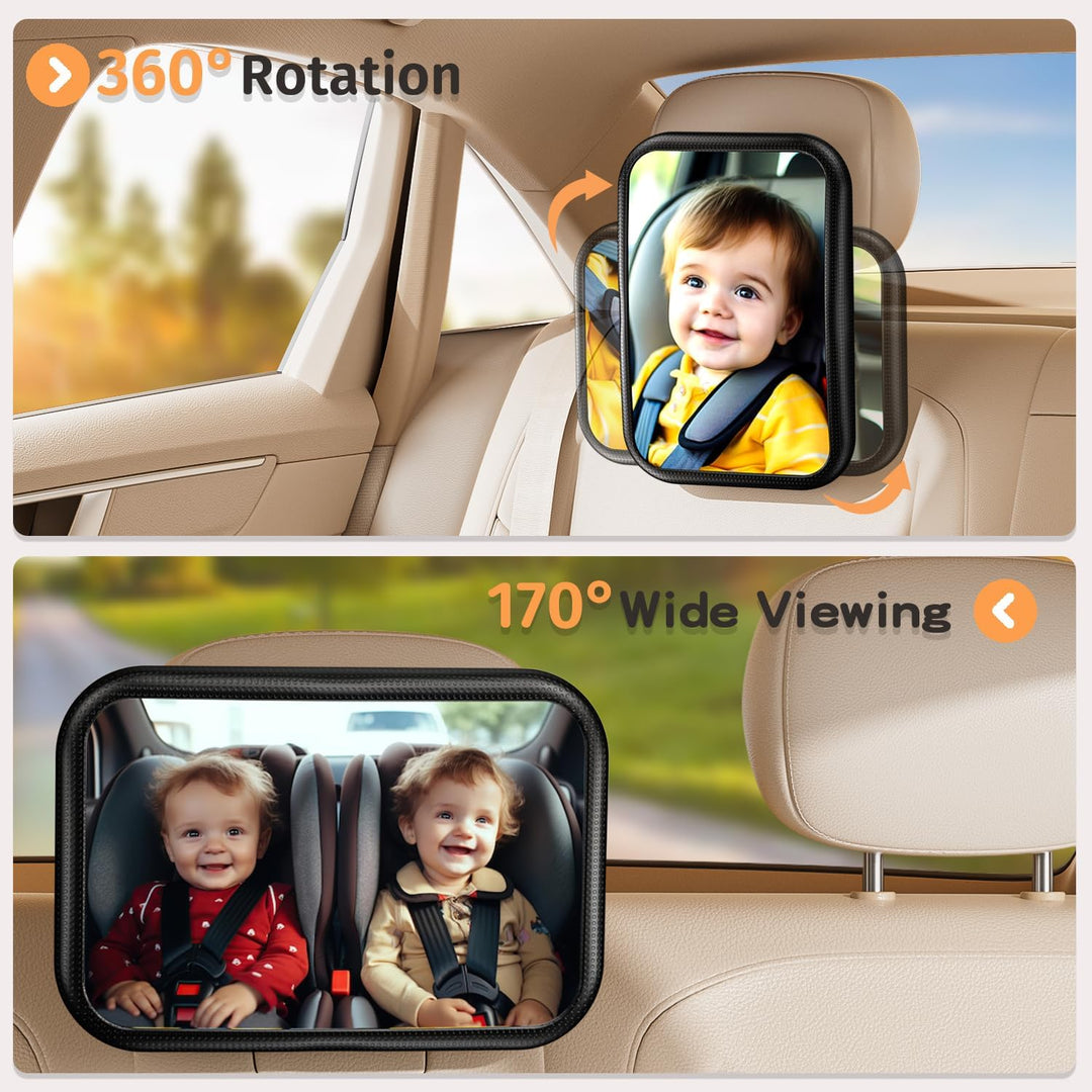 Spiegel Auto Baby Rückbank Rueckspiegel - Autospiegel Baby Rücksitz mit Haken Clip, 100% Bruchsicher
