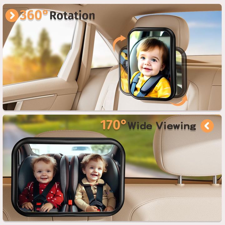 Spiegel Auto Baby Rückbank Rueckspiegel - Autospiegel Baby Rücksitz mit Haken Clip, 100% Bruchsicher