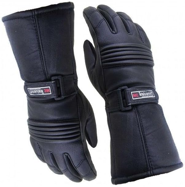 Mens Leather Winter Thermal Labelled Waterproof Inserts Thinsulate Motorcycle Gloves XL, XL