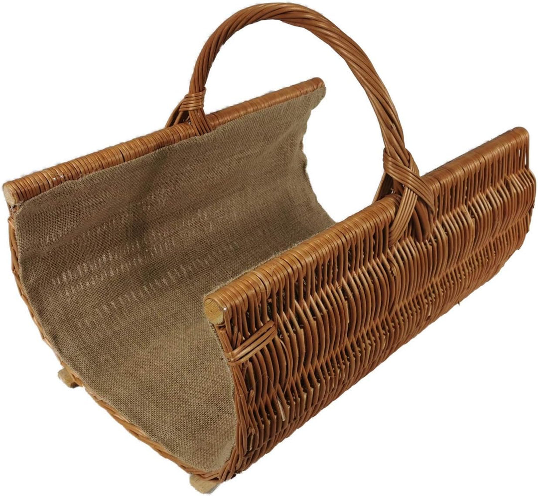 Holzkorb aus Weide mit Jute Braun Natur 60x45x48 cm