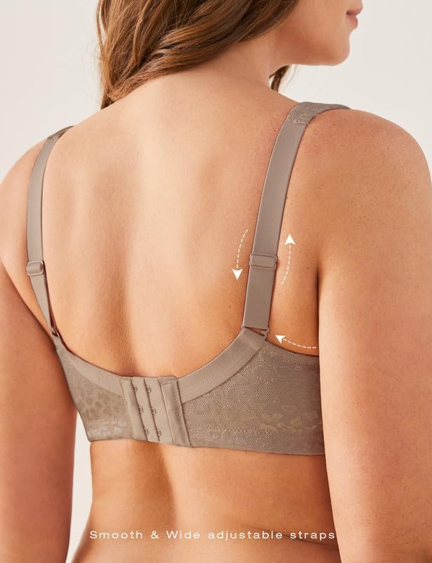 Deyllo Damen Vollschalen Minimizer BH Nicht Bügel Grosse Grössen BH Klassischer Toffee005-1 80B, Tof