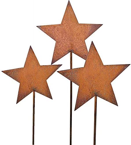 Bornhöft Gartenstecker 3er Set Sterne aus Edelrost Metall Rost Gartendekoration Weihnachten rostige