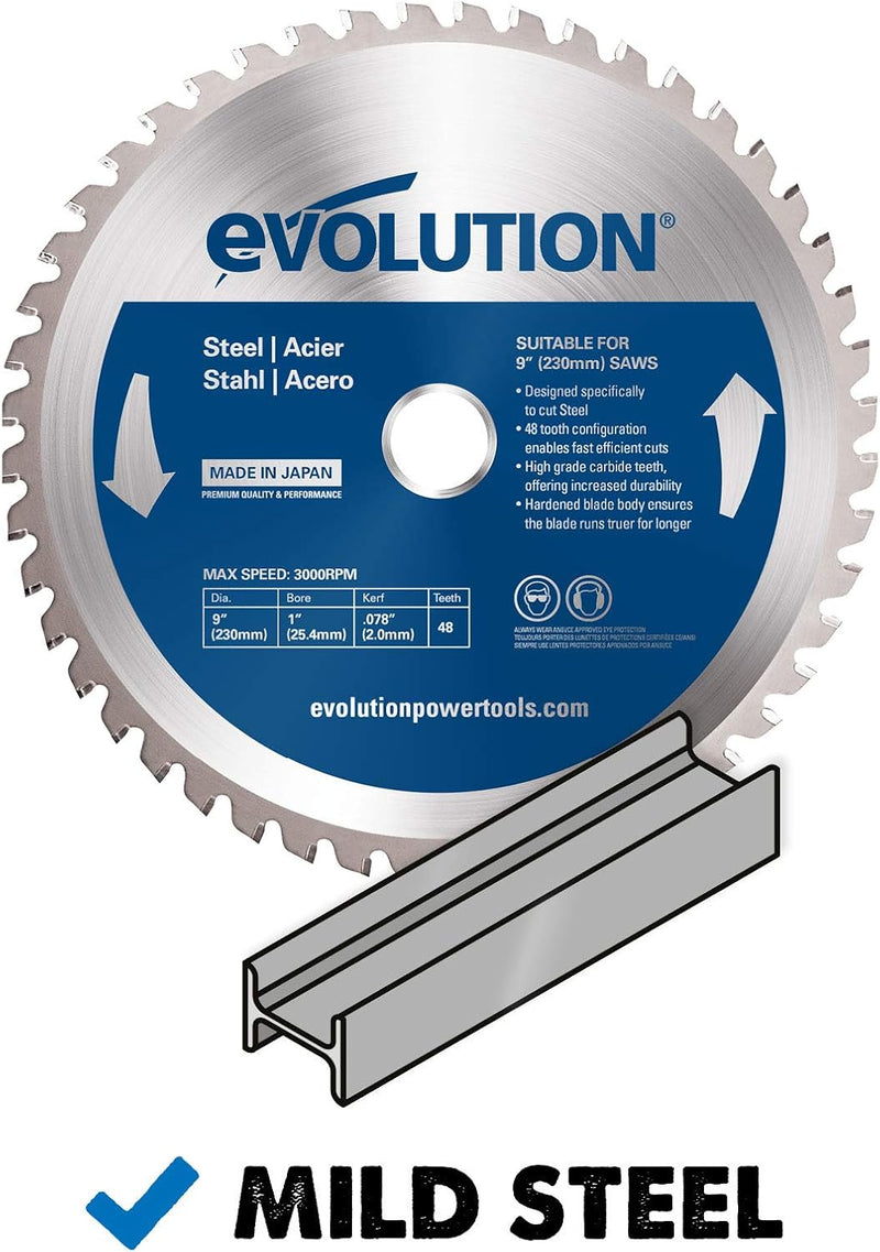 Evolution Evoblade 230 AL Kreissägeblatt für Stahl, 230 mm, Wolframcarbid (TCT)