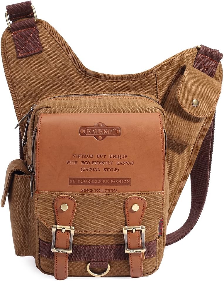 KAUKKO Canvas - Brusttasche für Damen und Herren - Umhängetasche 1-khaki, 1-khaki