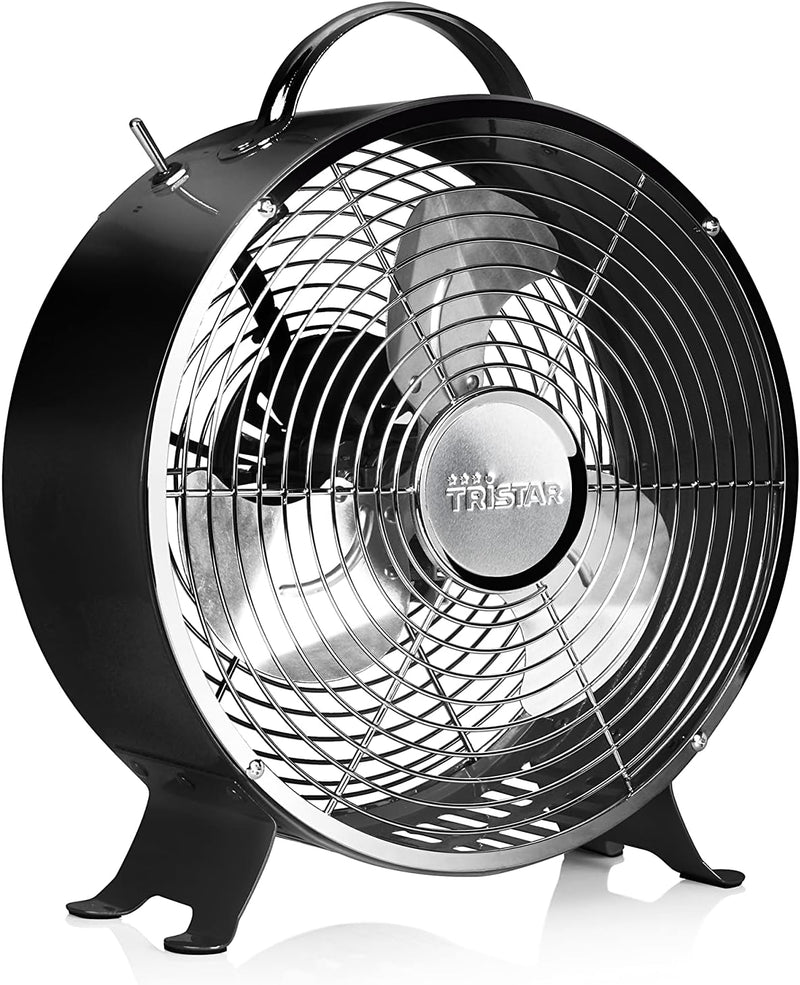 Tristar VE-5966 Retro Tischventilator – 25 cm – Schwarz, Schwarz