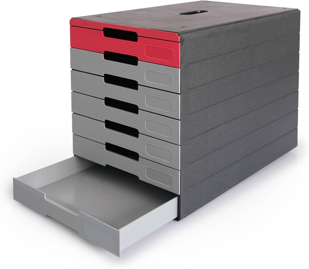 Durable Schubladenbox (Idealbox Pro) 7 Fächer, rot, 776303, Rot
