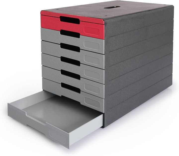 Durable Schubladenbox (Idealbox Pro) 7 Fächer, rot, 776303, Rot