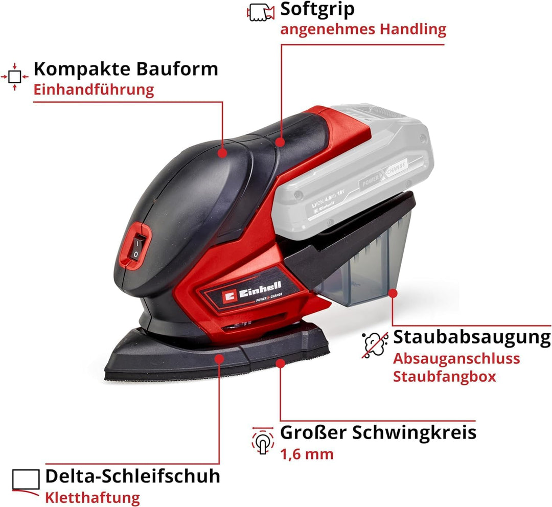 Einhell Akku-Multischleifer TE-OS 18/150 Li-Solo Power X-Change (18 V, Li-Ion, 24 000 min-1, 1.6 mm
