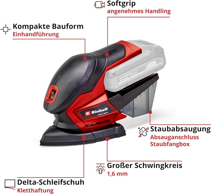 Einhell Akku-Multischleifer TE-OS 18/150 Li-Solo Power X-Change (18 V, Li-Ion, 24 000 min-1, 1.6 mm